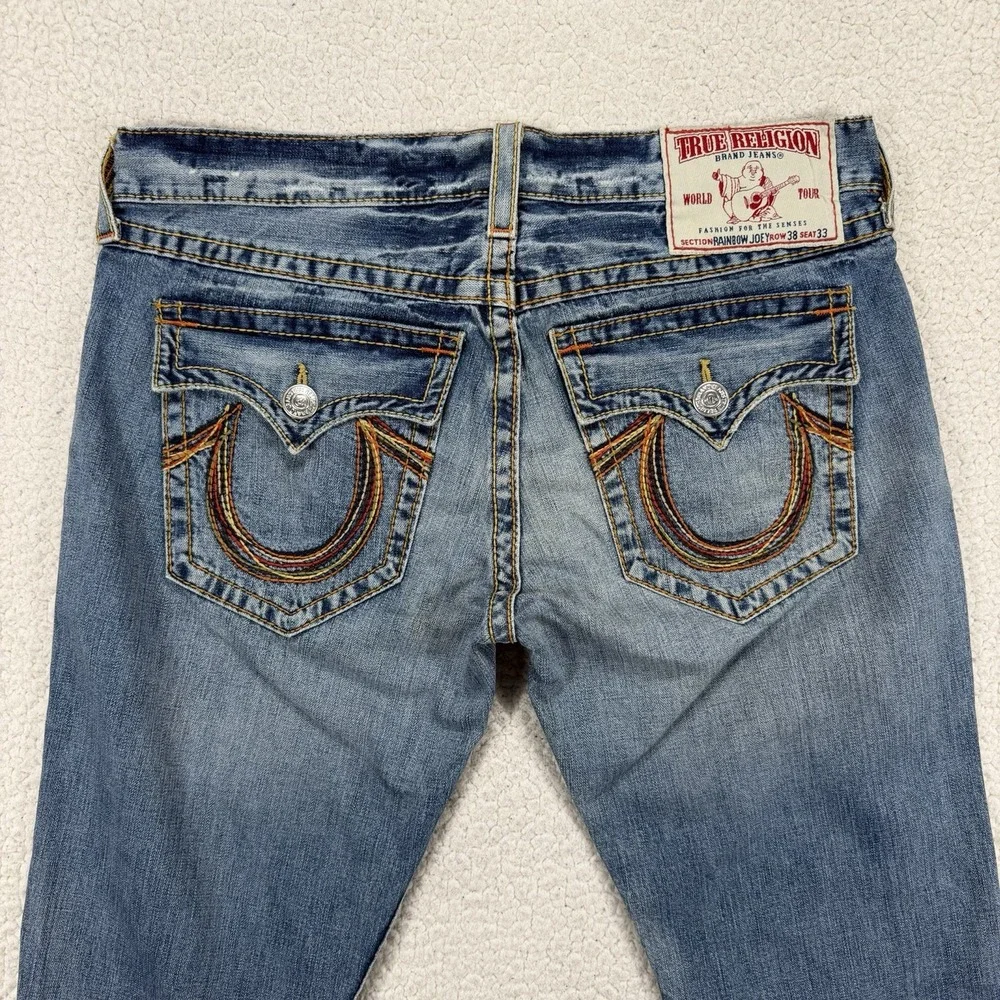 VTG True Religion Rainbow Joey Jeans Men's 38 (Actual 39x31) USA Streetwear Y2K